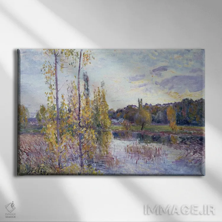 تابلو دریاچه در شووروی اثر آلفرد سیسلی (نقاش امپرسیونیست انگلیسی-فرانسوی) - نمای روبهرو روی دیوار