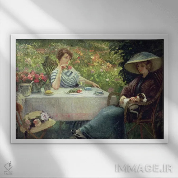 تابلو زمان چای اثر ژاک ژوردن - نمای قابدار سفید