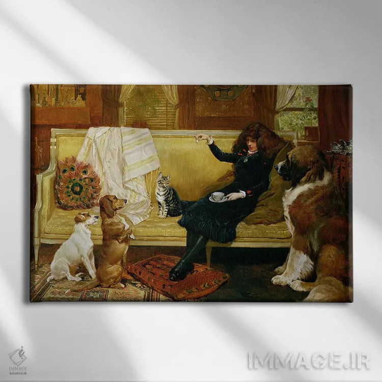 تابلو 1883,خوراکی عصرانه، ۱۸۸۳ اثر جان چارلتون - نمای روبهرو روی دیوار