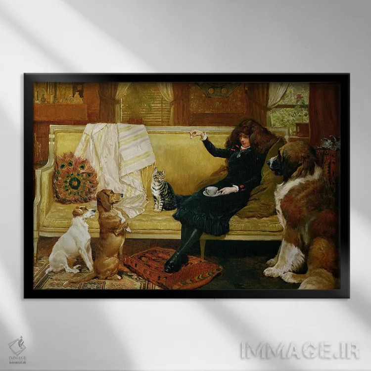 تابلو 1883,خوراکی عصرانه، ۱۸۸۳ اثر جان چارلتون - نمای قابدار مشکی