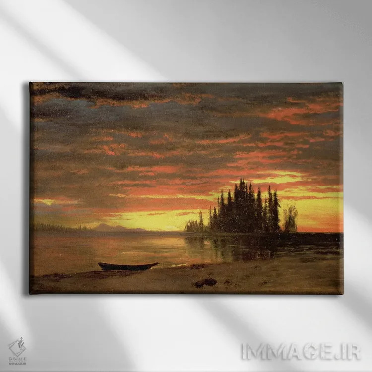 تابلو غروب کالیفرنیا اثر آلبرت بیرشتات (نقاش منظره آمریکایی) - نمای روبهرو روی دیوار