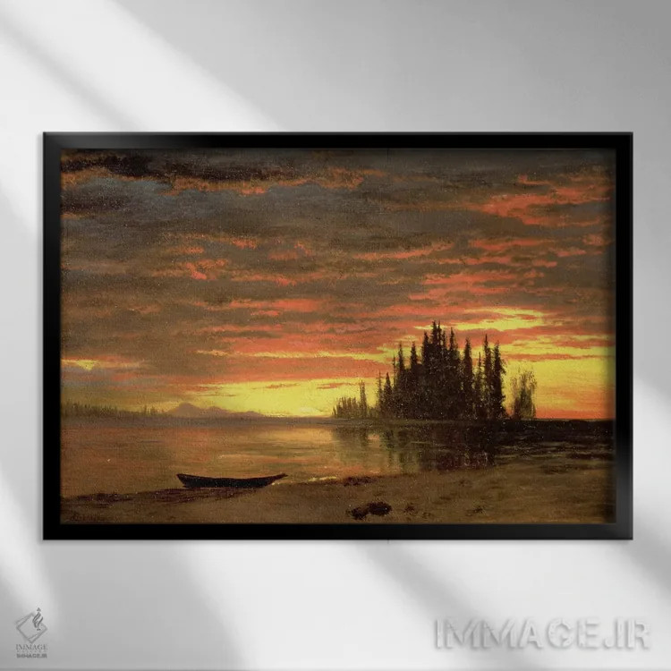 تابلو غروب کالیفرنیا اثر آلبرت بیرشتات (نقاش منظره آمریکایی) - نمای قابدار مشکی