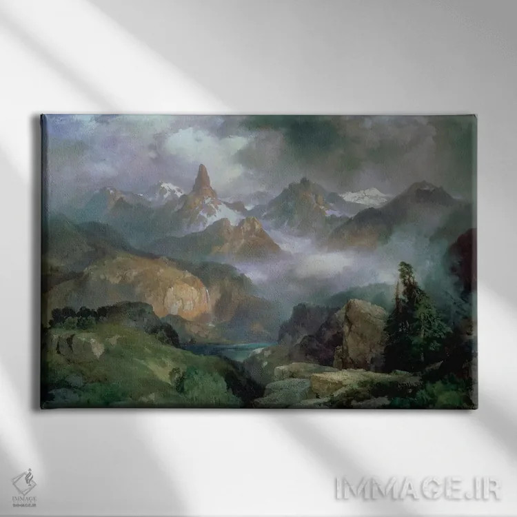 تابلو Yellowstone National Park, 1914,قله ایندکس، پارک ملی یلواستون، ۱۹۱۴ اثر توماس موران (نقاش منظره آمریکایی) - نمای روبهرو روی دیوار