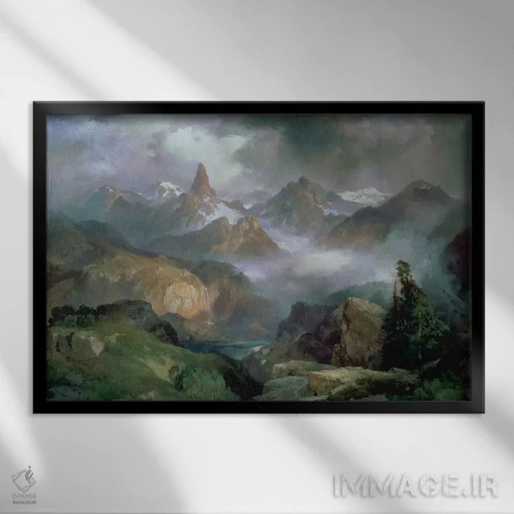 تابلو Yellowstone National Park, 1914,قله ایندکس، پارک ملی یلواستون، ۱۹۱۴ اثر توماس موران (نقاش منظره آمریکایی) - نمای قابدار مشکی