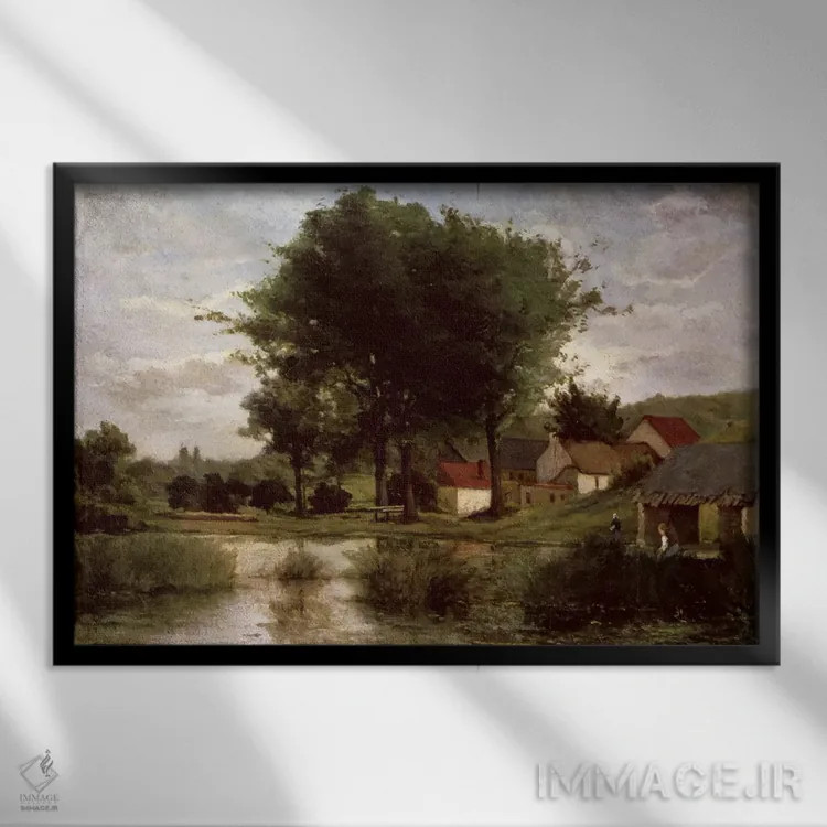 تابلو منظرهٔ پاییزی، ۱۸۷۷ اثر پل گوگن - نمای قابدار مشکی