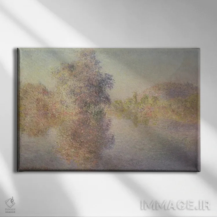 تابلو صبح در رود سن در ژیورنی، ۱۸۹۳ اثر کلود مونه (نقاش معروف فرانسوی) - نمای روبهرو روی دیوار