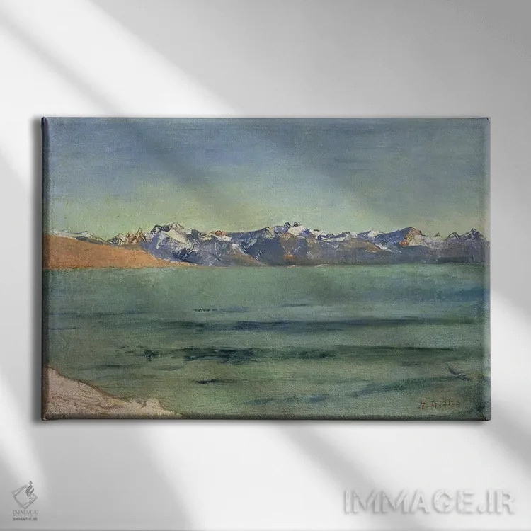 تابلو طلوع خورشید بر فراز مون بلان، حدود ۱۸۹۰ اثر فرباوراند هودلر (نقاش سوئیسی) - نمای روبهرو روی دیوار