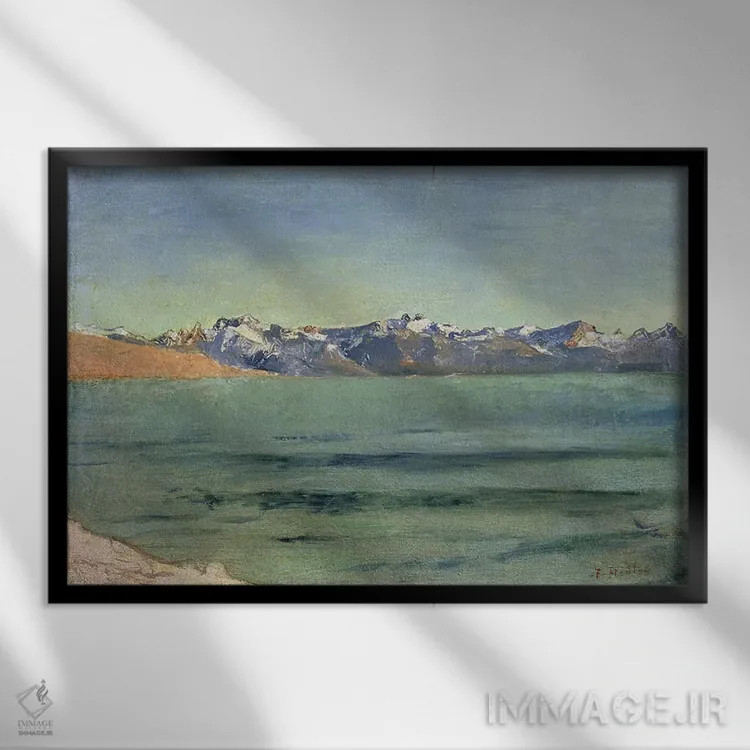 تابلو طلوع خورشید بر فراز مون بلان، حدود ۱۸۹۰ اثر فرباوراند هودلر (نقاش سوئیسی) - نمای قابدار مشکی