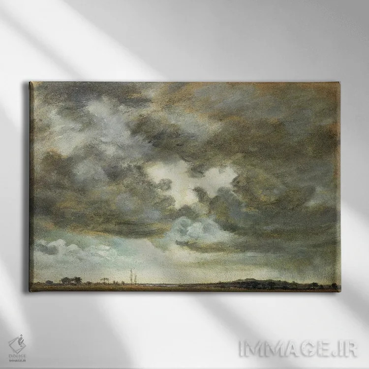 تابلو مطالعهای دربارهٔ ابرها اثر جان کانستبل (نقاش انگلیسی) - نمای روبهرو روی دیوار