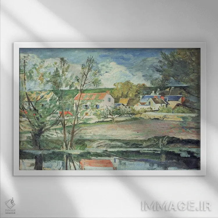 تابلو در درهٔ اوآز (فرانسه) اثر پل سزان - نمای قابدار سفید