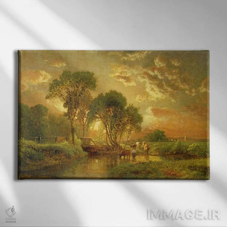 تابلو مدفیلد، ماساچوست (آمریکا) اثر جورج اینس پدر (نقاش چشمانداز آمریکایی) - نمای روبهرو روی دیوار
