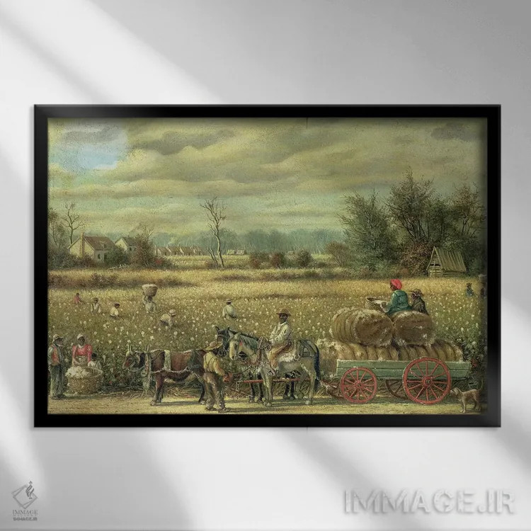 تابلو پنبهچینی اثر ویلیام آیکن واکر - نمای قابدار مشکی