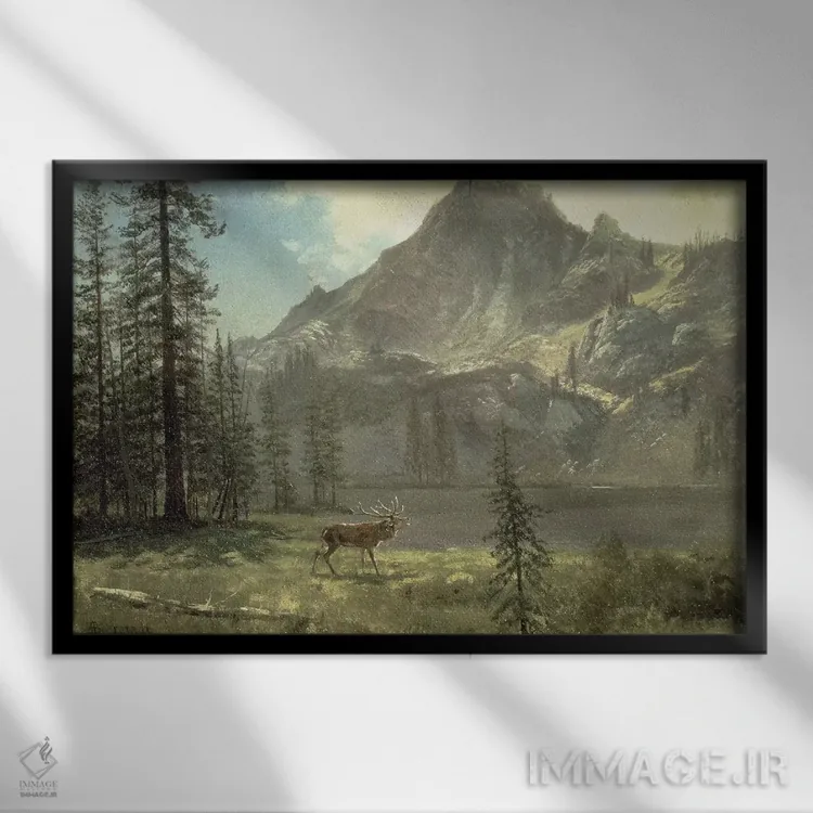 تابلو ندای طبیعت وحشی اثر آلبرت بیرشتات (نقاش منظره آمریکایی) - نمای قابدار مشکی