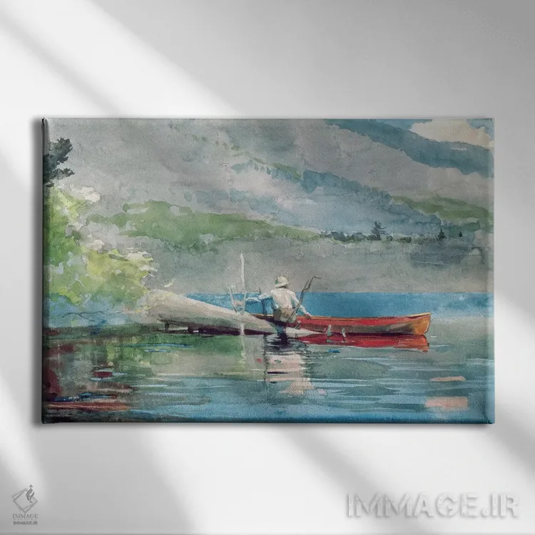 تابلو قایق قرمز، ۱۸۸۴ اثر وینسلو هومر - نمای روبهرو روی دیوار