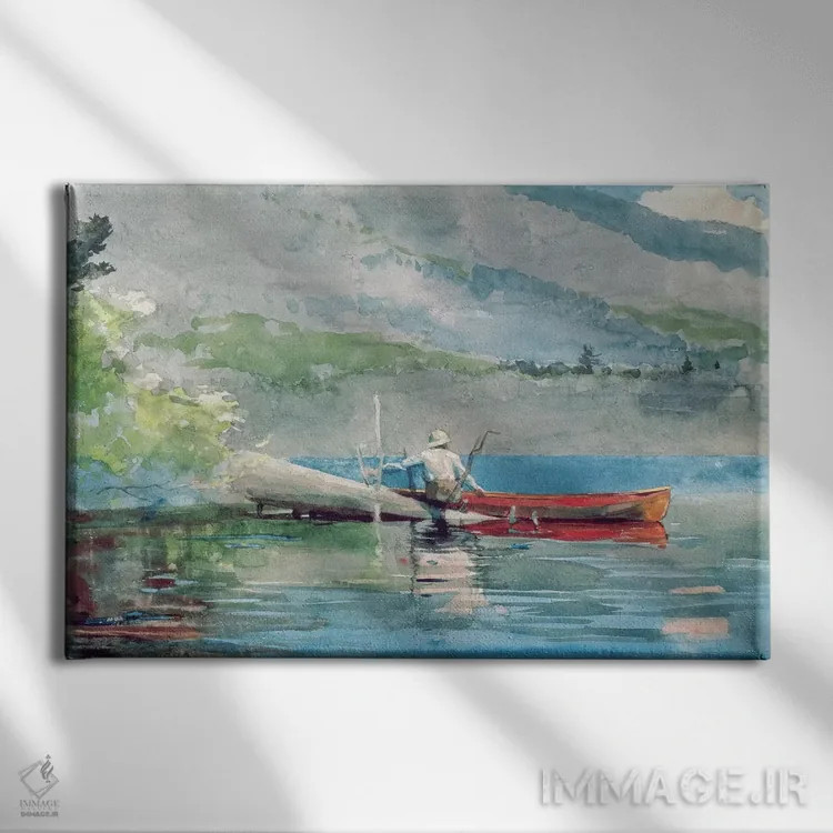 تابلو قایق قرمز، ۱۸۸۴ اثر وینسلو هومر - نمای روبهرو روی دیوار