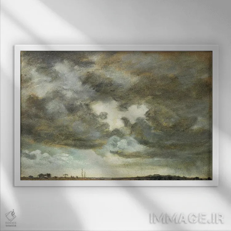 تابلو مطالعهای دربارهٔ ابرها اثر جان کانستبل (نقاش انگلیسی) - نمای قابدار سفید