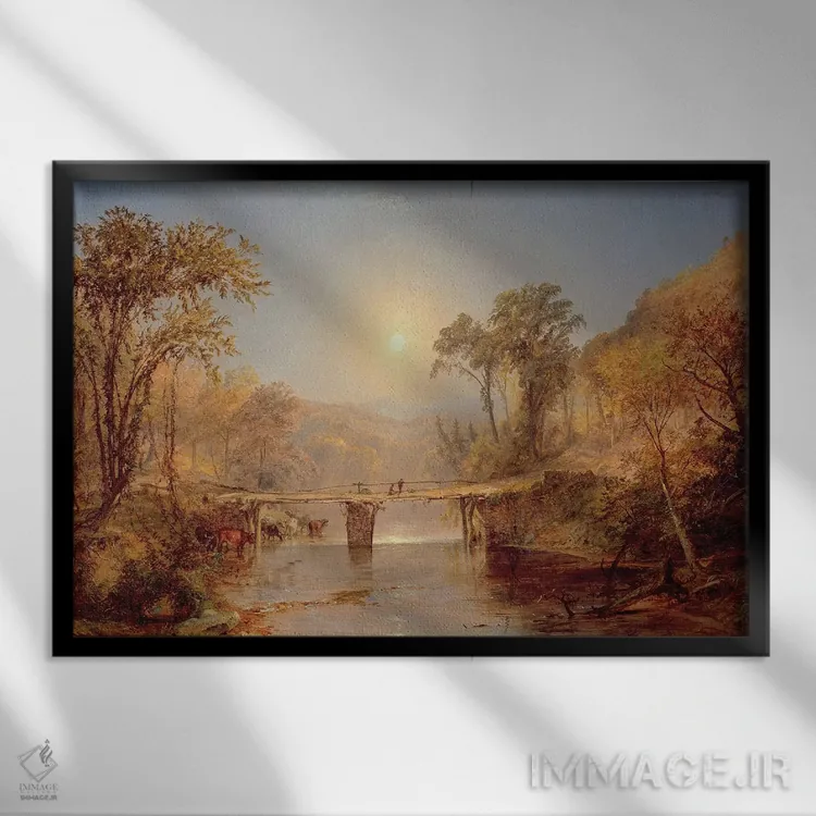 تابلو تابستان سرخپوستی بر رودخانهٔ دلاور، ۱۸۸۲ اثر جسپر فرانسیس کروپسی - نمای قابدار مشکی