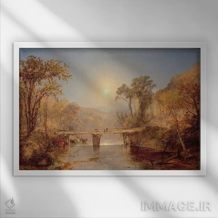 تابلو تابستان سرخپوستی بر رودخانهٔ دلاور، ۱۸۸۲ اثر جسپر فرانسیس کروپسی - نمای قابدار سفید
