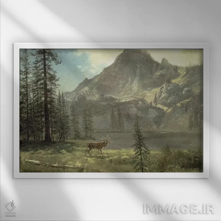 تابلو ندای طبیعت وحشی اثر آلبرت بیرشتات (نقاش منظره آمریکایی) - نمای قابدار سفید