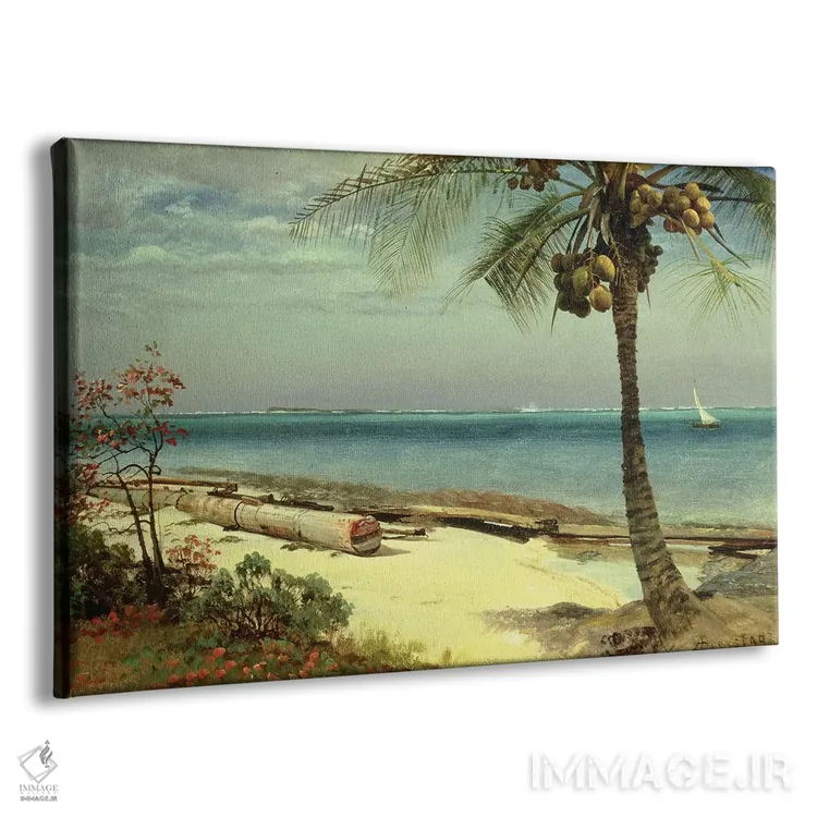 تابلو ساحل گرمسیری اثر آلبرت بیرشتات (نقاش منظره آمریکایی) - نمای پرسپکتیو محصول