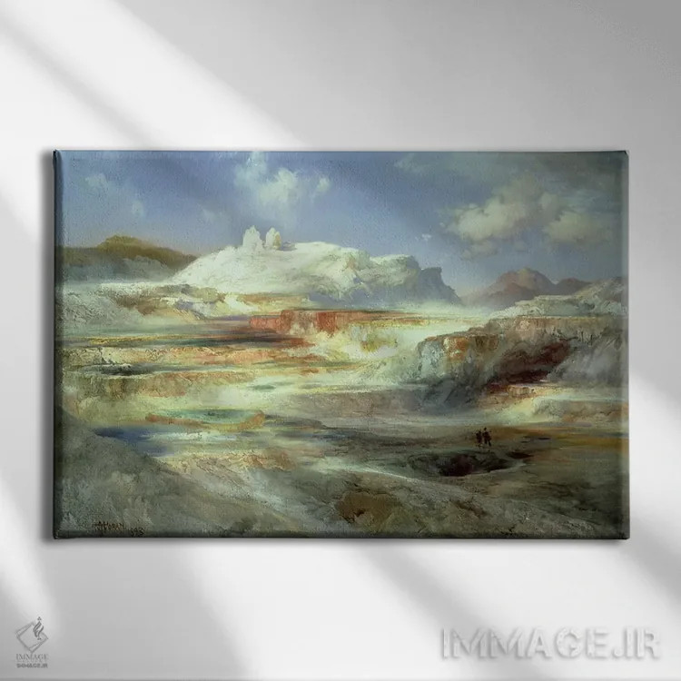 تابلو تراس ژوپیتر، یلواستون، ۱۸۹۳ (آمریکا) اثر توماس موران (نقاش منظره آمریکایی) - نمای روبهرو روی دیوار