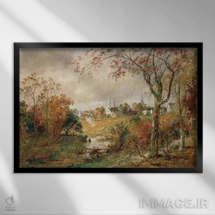 تابلو منظرهٔ پاییزی، ساگرتیز، ۱۸۸۶ اثر جسپر فرانسیس کروپسی - نمای قابدار مشکی