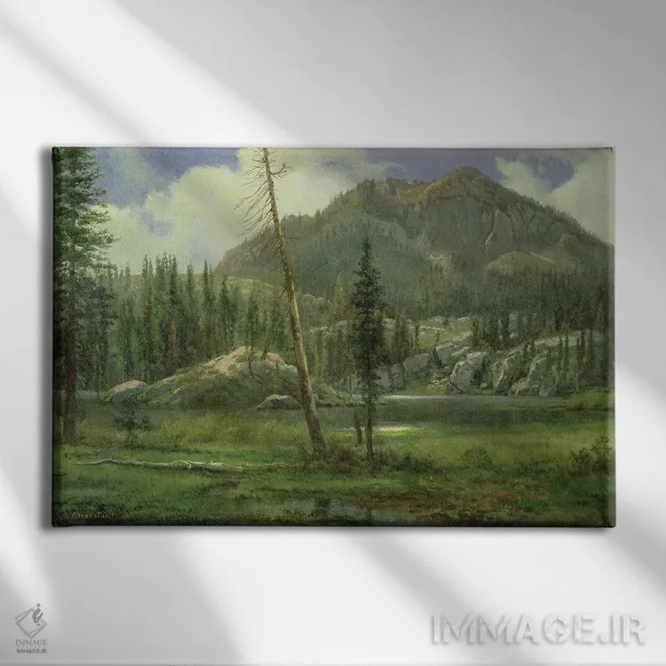 تابلو کوههای سیرا نوادا اثر آلبرت بیرشتات (نقاش منظره آمریکایی) - نمای روبهرو روی دیوار