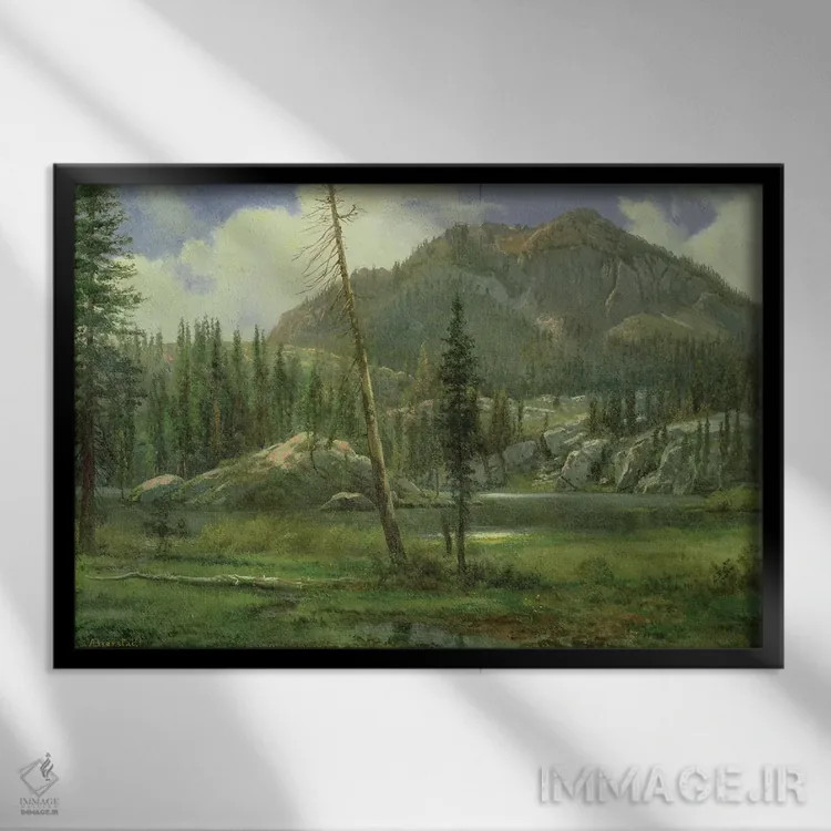 تابلو کوههای سیرا نوادا اثر آلبرت بیرشتات (نقاش منظره آمریکایی) - نمای قابدار مشکی