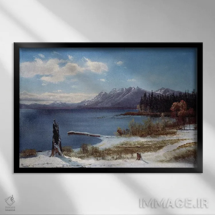 تابلو دریاچه تاهو اثر آلبرت بیرشتات (نقاش منظره آمریکایی) - نمای قابدار مشکی