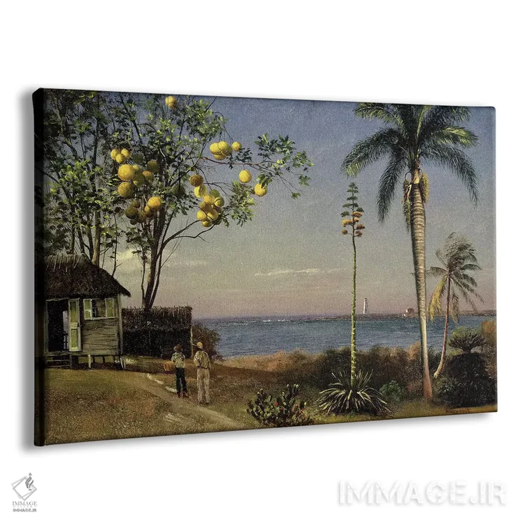 تابلو منظرهٔ گرمسیری اثر آلبرت بیرشتات (نقاش منظره آمریکایی) - نمای پرسپکتیو محصول