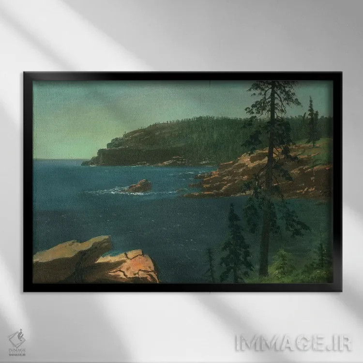 تابلو ساحل کالیفرنیا اثر آلبرت بیرشتات (نقاش منظره آمریکایی) - نمای قابدار مشکی