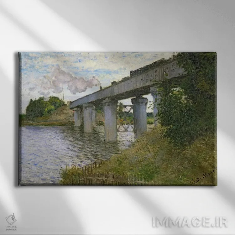 تابلو پل راهآهن در آرژانتوی، ۱۸۷۴ اثر کلود مونه (نقاش معروف فرانسوی) - نمای روبهرو روی دیوار