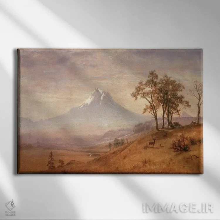 تابلو کوه هود، ۱۸۶۳ اثر آلبرت بیرشتات (نقاش منظره آمریکایی) - نمای روبهرو روی دیوار