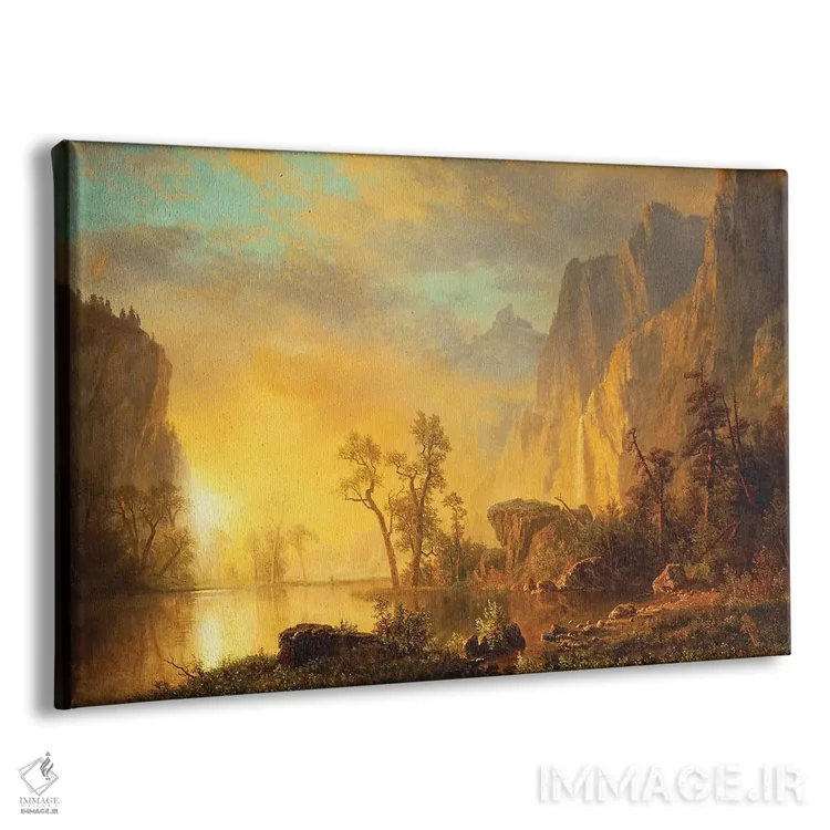 تابلو غروب در کوههای راکی اثر آلبرت بیرشتات (نقاش منظره آمریکایی) - نمای پرسپکتیو محصول