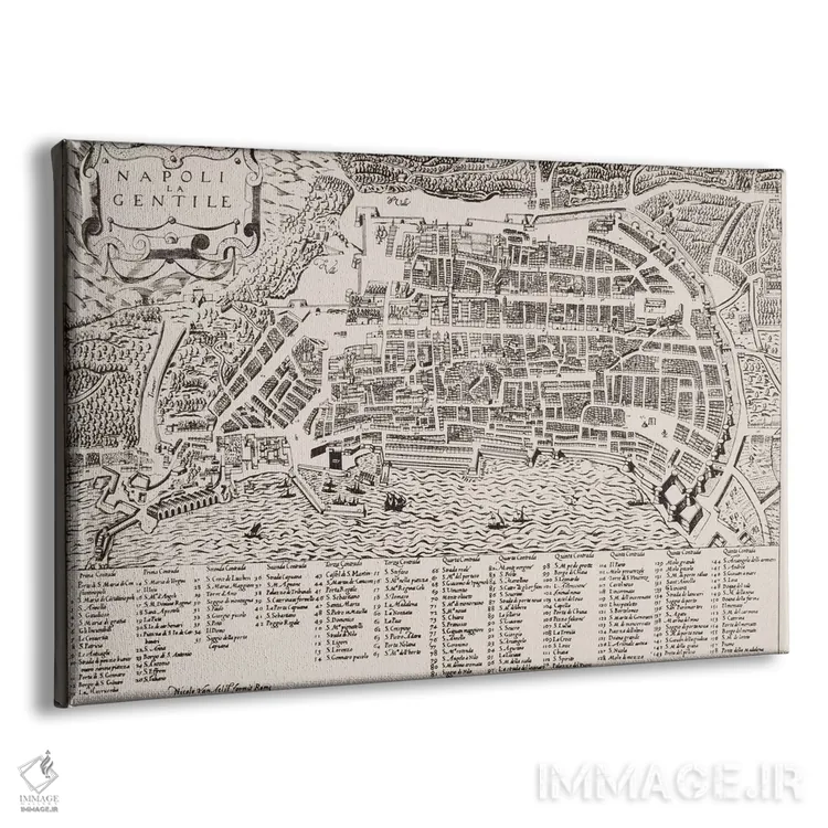 تابلو نقشهٔ ناپل، حدود ۱۶۰۰ اثر مکتب ایتالیایی (سبک هنری) - نمای پرسپکتیو محصول