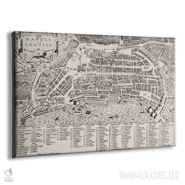 تابلو نقشهٔ ناپل، حدود ۱۶۰۰ اثر مکتب ایتالیایی (سبک هنری) - نمای پرسپکتیو محصول