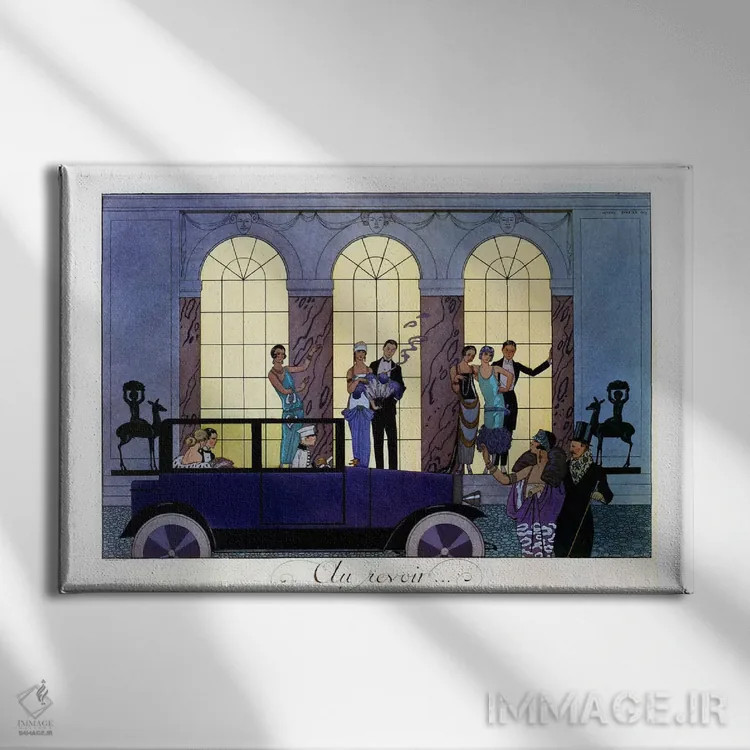 تابلو وداع، حکاکی از آنری ریدل، ۱۹۲۰ (لیتوگرافی) اثر جورج باربیه (طراح و تصویرگر فرانسوی) - نمای روبهرو روی دیوار