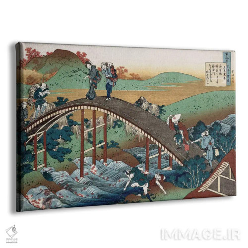 تابلو برگهای پاییزی بر رود تسوتایا، از مجموعه "صد شعر روایتشده توسط پرستار"، حدود ۱۸۳۹ اثر کاتسوشیکا هوکوسای (نقاش و هنرمند ژاپنی) - نمای پرسپکتیو محصول