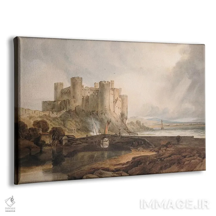 تابلو قلعهٔ کانوی، حدود ۱۸۰۲ (ولز) اثر جی.ام.دبلیو. ترنر (نقاش بزرگ انگلیسی) - نمای پرسپکتیو محصول