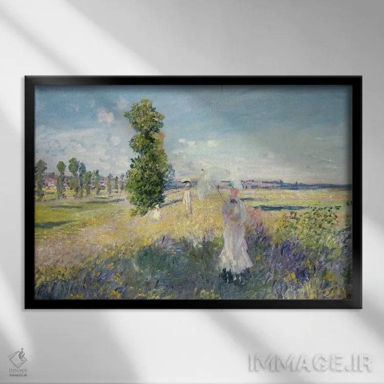تابلو پیادهروی اثر کلود مونه (نقاش معروف فرانسوی) - نمای قابدار مشکی