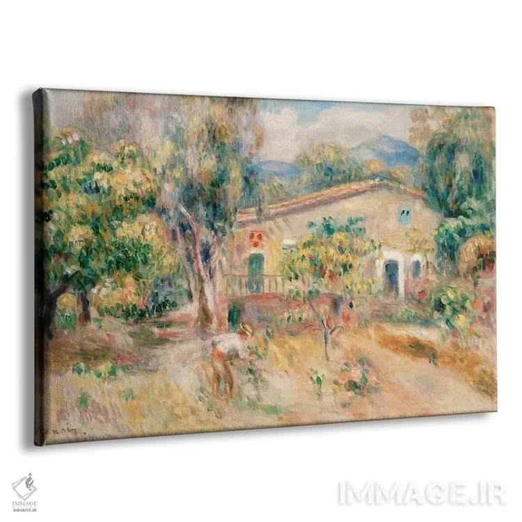 تابلو خانه روستایی کولت، کاگن، ۱۹۱۰ اثر پیر-اوگوست رنوار - نمای پرسپکتیو محصول