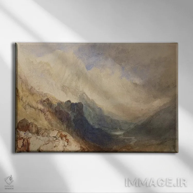 تابلو منظرهای در دره آوستا (ایتالیا) اثر جی.ام.دبلیو. ترنر (نقاش بزرگ انگلیسی) - نمای روبهرو روی دیوار