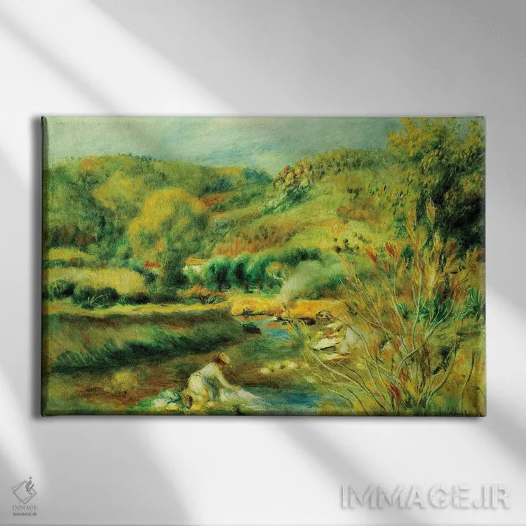 تابلو زن رختشو، حدود ۱۸۹۱ اثر پیر-اوگوست رنوار - نمای روبهرو روی دیوار