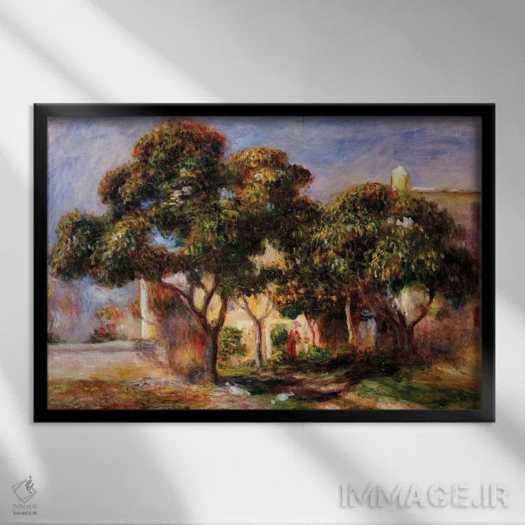 تابلو درختان ازگیل اثر پیر-اوگوست رنوار - نمای قابدار مشکی