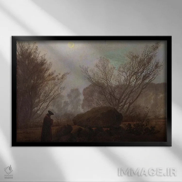 تابلو پیادهروی در کوهستان اثر کاسپار داوید فریدریش (نقاش رمانتیک آلمانی) - نمای قابدار مشکی