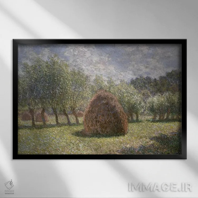 تابلو کومههای کاه در ژیورنی، ۱۸۹۳ اثر کلود مونه (نقاش معروف فرانسوی) - نمای قابدار مشکی