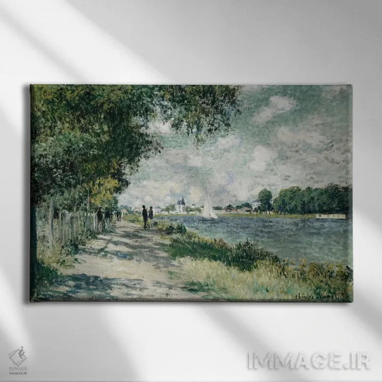 تابلو رود سن در آرژانتوی، ۱۸۷۵ اثر کلود مونه (نقاش معروف فرانسوی) - نمای روبهرو روی دیوار