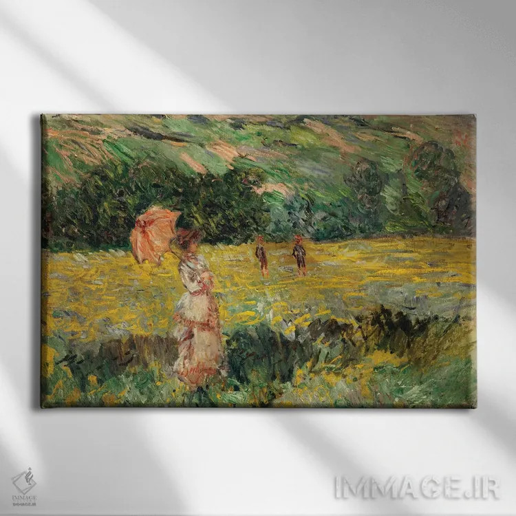 تابلو چمنزار لیمه، ۱۸۸۷ اثر کلود مونه (نقاش معروف فرانسوی) - نمای روبهرو روی دیوار
