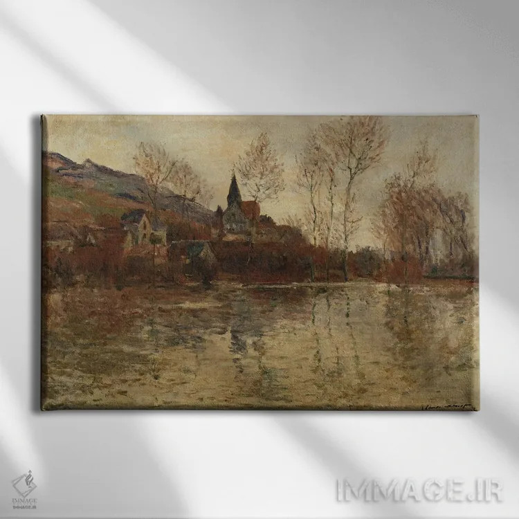 تابلو سیل در ژیورنی، حدود ۱۸۸۶ اثر کلود مونه (نقاش معروف فرانسوی) - نمای روبهرو روی دیوار