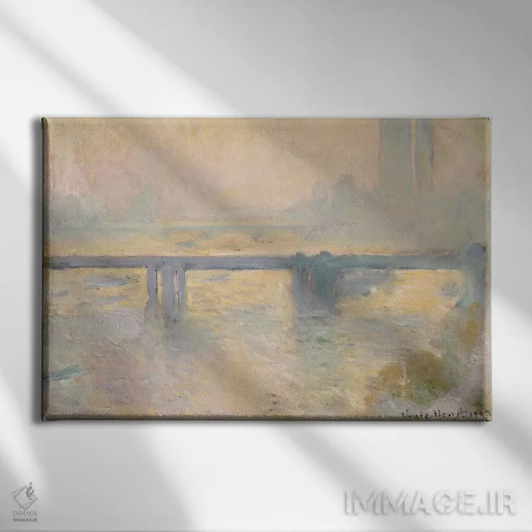 تابلو پل چارینگ کراس، ۱۹۰۳ اثر کلود مونه (نقاش معروف فرانسوی) - نمای روبهرو روی دیوار